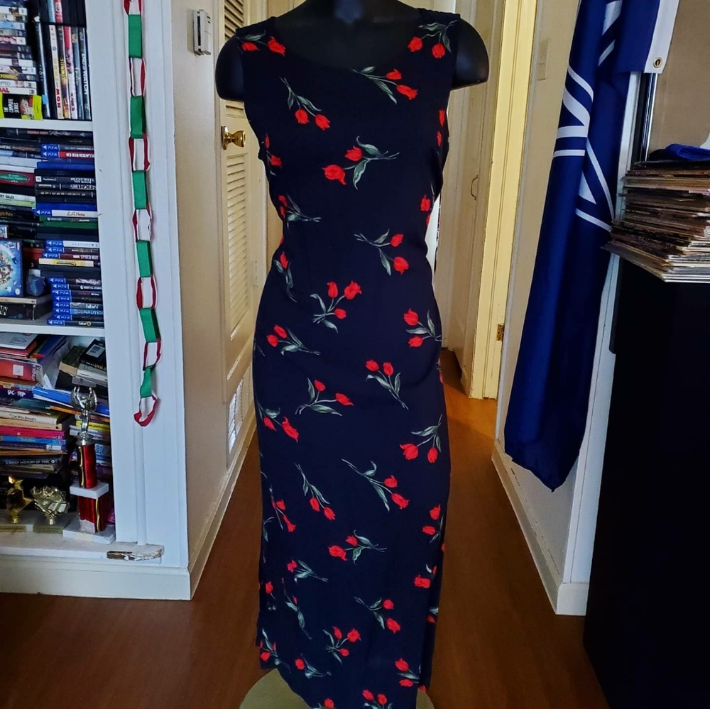 Black and red flower dress